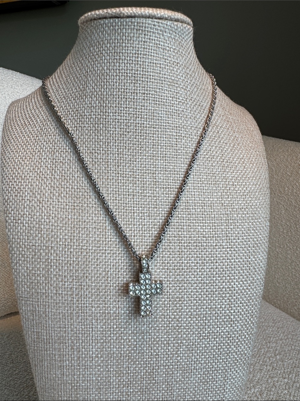 Swarovski Silver Crystal Cross Pendant Necklace